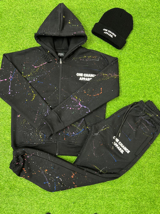 Splatter Sweatsuit Black