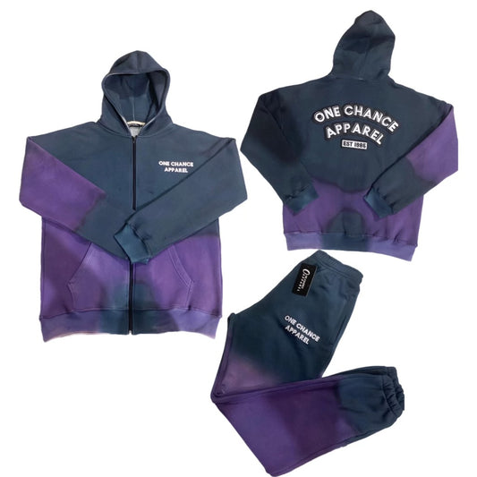 Purple & Black Acid Wash Sweatsuit